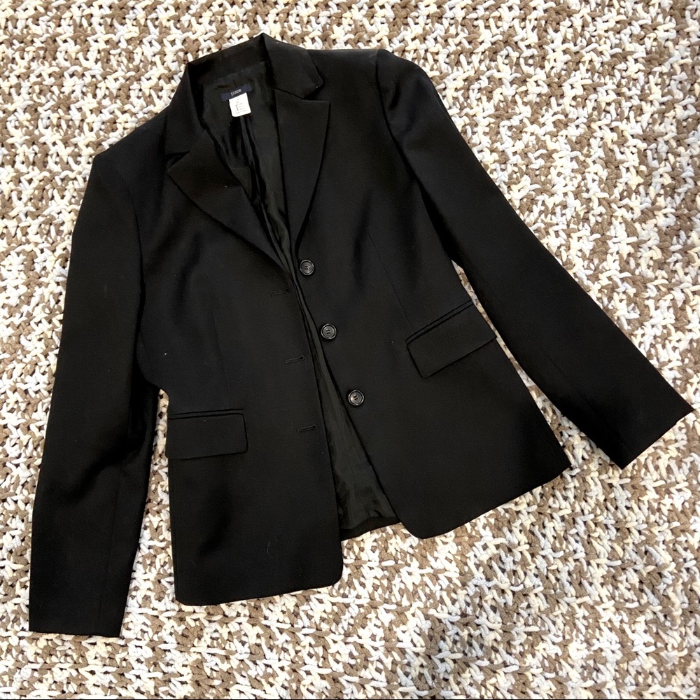 J. Crew 3-Button Black Wool Blazer Size 8